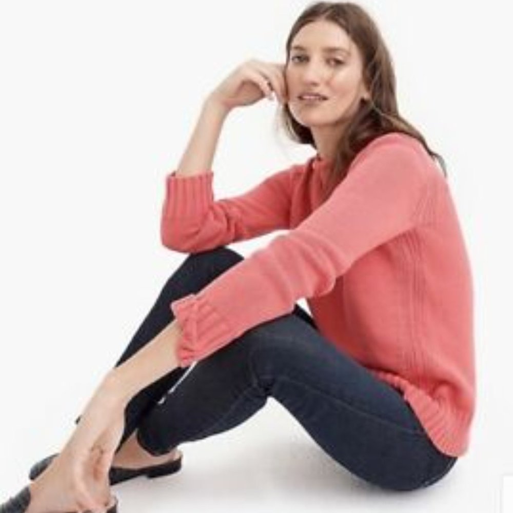 J. Crew Always 1988 Rollneck Knit Cotton Blend Sweater in Guava Size Small EUC
